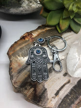 Load image into Gallery viewer, Hamsa and Evil Protection Keychain