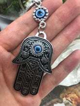 Load image into Gallery viewer, Hamsa and Evil Protection Keychain